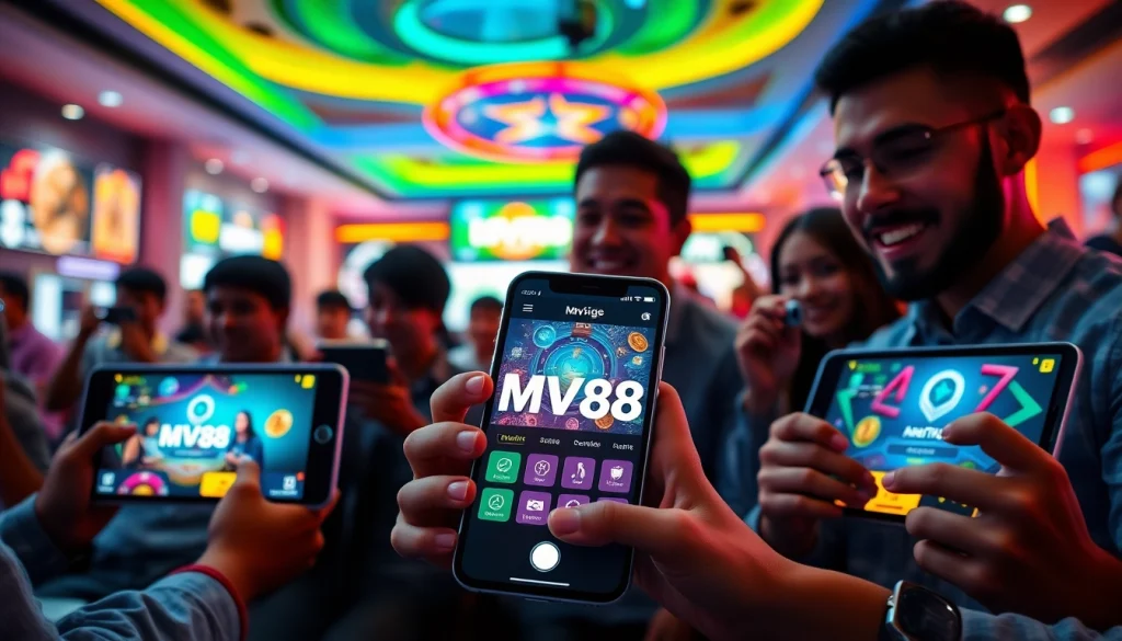 MV88 app showcased with vibrant colors and engaging user interface for online gaming