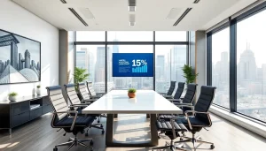 Showcasing a professional environment for industrial leasing with modern features and bright lighting.