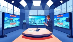 Watch CNN Live Stream as a news anchor delivers important updates in a vibrant studio.