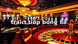 Experience trực tiếp bóng đá by placing bets at the thrilling roulette table amidst a luxurious casino atmosphere.