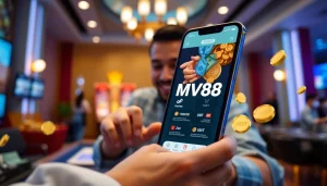 MV88 app interface on smartphone showcasing secure USDT transactions in a trusted online gambling environment.