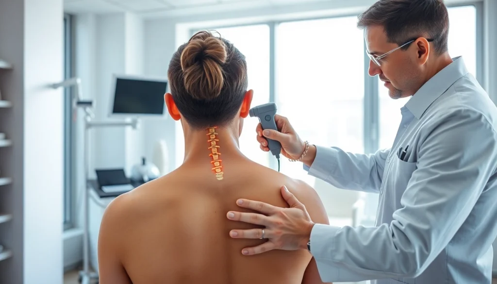 Chiropractor at https://www.drzavosh.com providing expert spinal examination in a modern clinic.