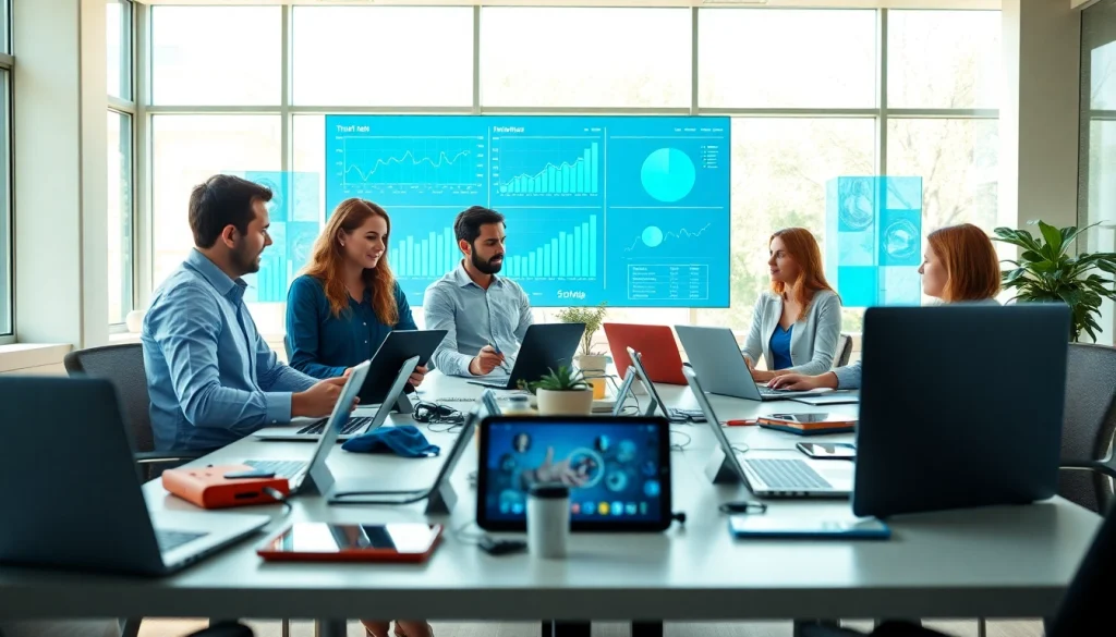 Interactive technology workspace showcases collaboration and innovation in action.