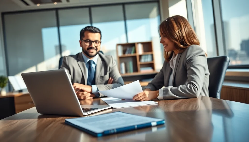 Consultation in a law office at https://www.turnpikelaw.com showcasing a confident attorney and client.