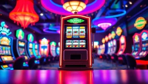 Menggandeng bukti4d slot dalam suasana kasino yang meriah dan penuh warna.