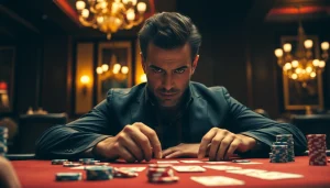 komengtoto pemain judi yang strategis di meja poker dengan kartu dan chip