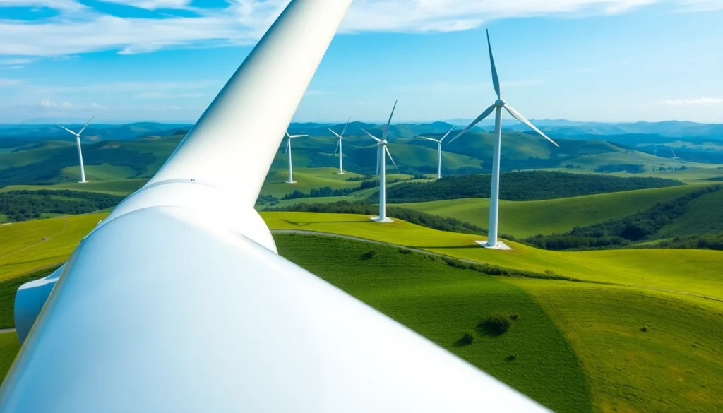 Generate renewable energy with Wind Power Plants IP showcasing turbines in a scenic landscape.
