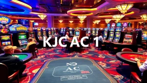 KJC AC 1 themed casino floor with poker, blackjack tables, and slot machines.