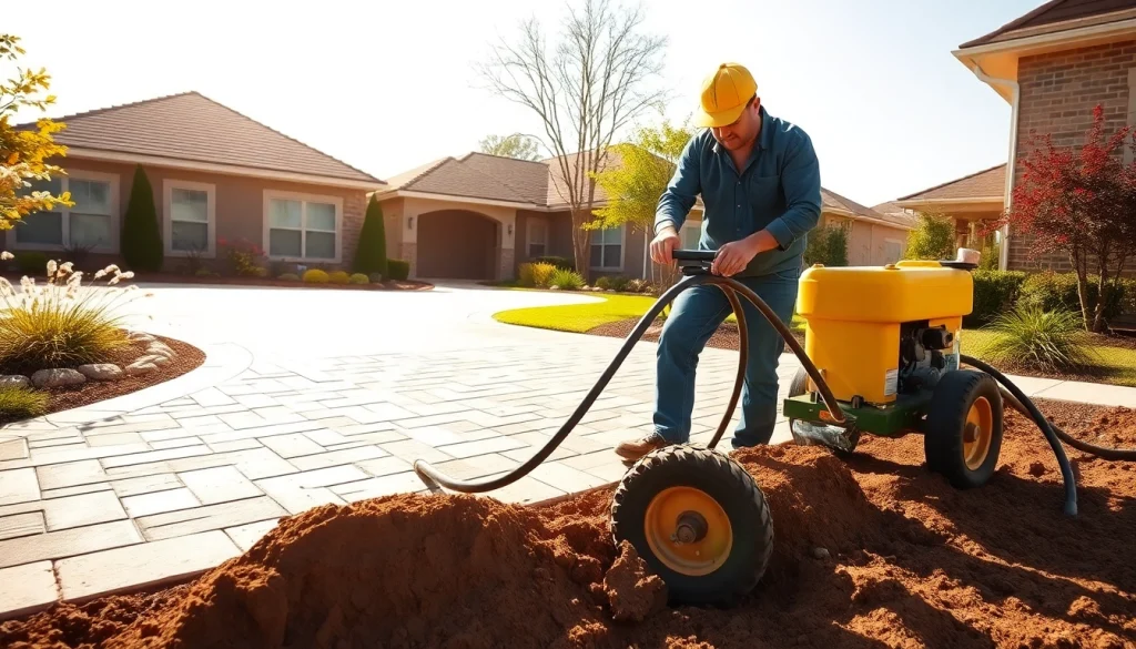 Mudjacking Roseburg technician expertly performing residential mudjacking services.