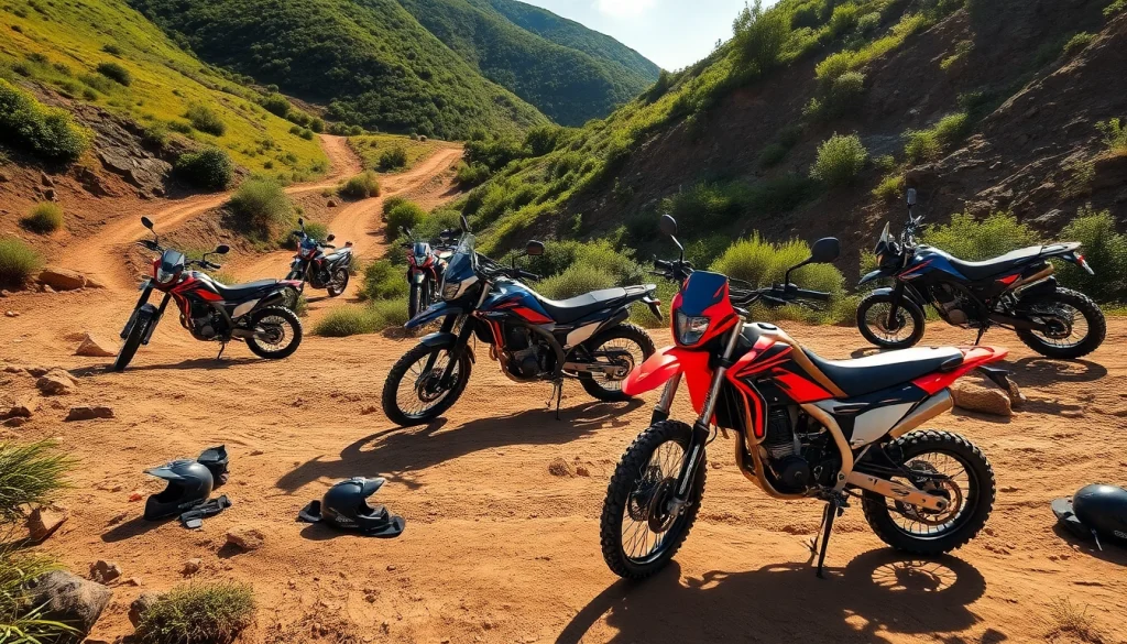 Explore thrilling off-road motorcycle adventures at https://relevance.com.ua with vibrant bikes in rugged landscapes.