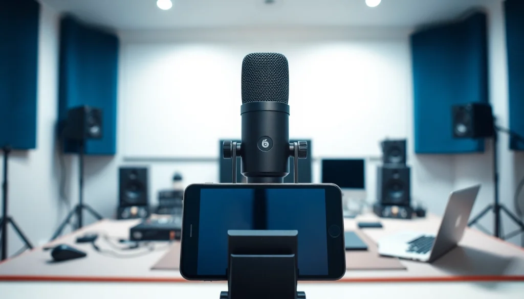 MV88 microphone displayed in a modern home studio setting for audio recording.