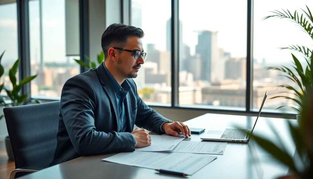 Financial advisor San Antonio consulting with a client in a modern office.