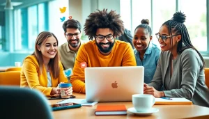 Engaged professionals at https://boost-social-media.com collaborating on social media strategies