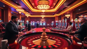 Gamblers enjoying the excitement of a roulette table at 9Dbet casino, showcasing vibrant gaming atmosphere.