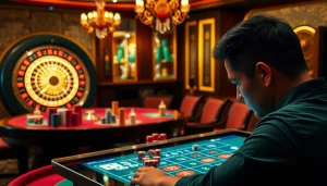 Experience the excitement of TX88 casino with vibrant poker chips and a sleek roulette wheel.