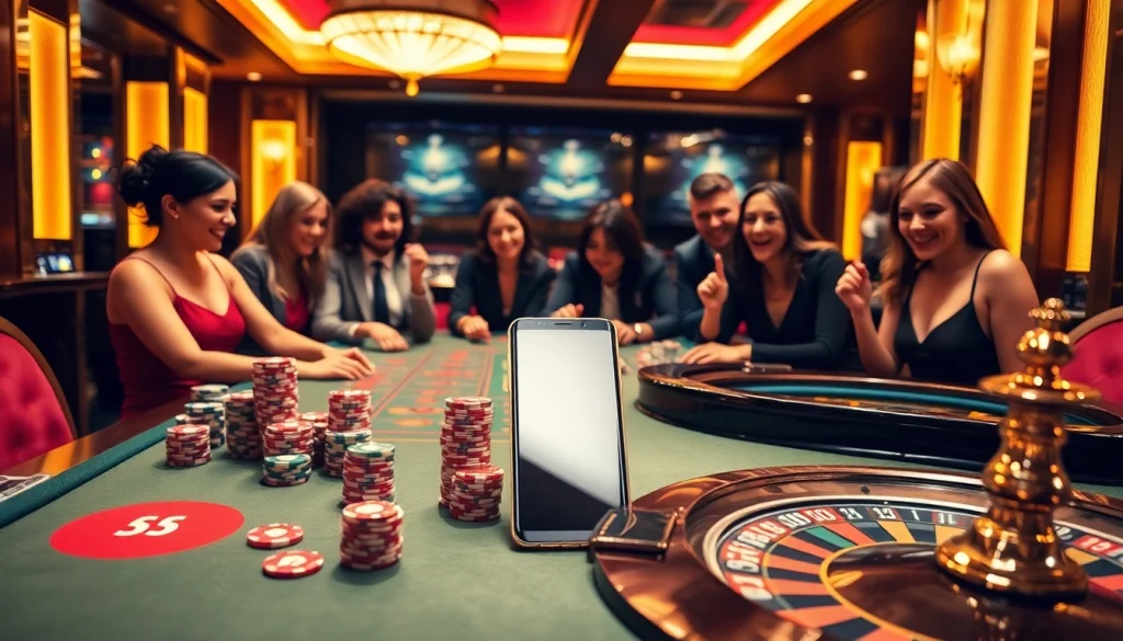Samsung Galaxy S8 displayed among vibrant casino tables, enhancing the excitement of a gaming experience.