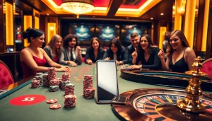 Samsung Galaxy S8 displayed among vibrant casino tables, enhancing the excitement of a gaming experience.