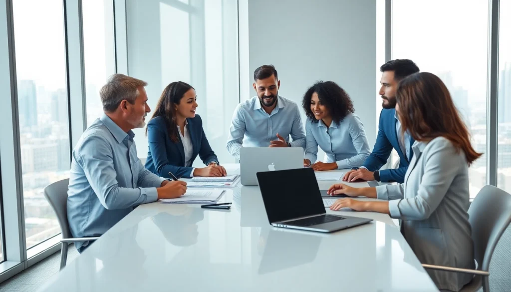 Engaging team discussion about Business strategies in a modern office setting.