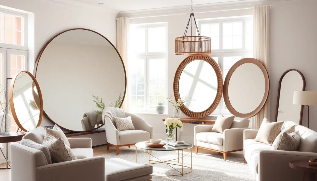 Showcase handmade designer mirrors from https://merithome.co.uk in a modern living room setting.