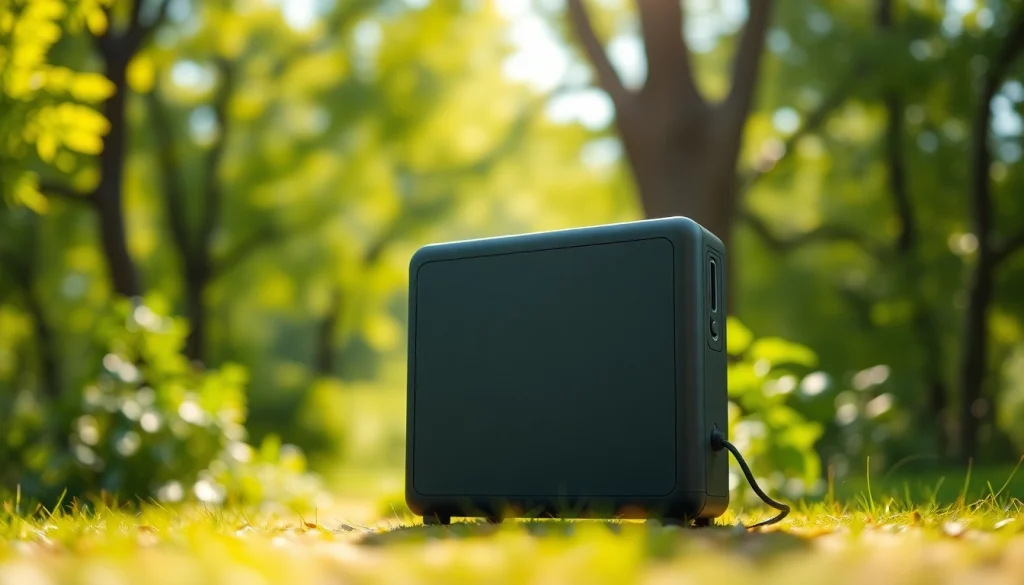 Discover EcoFlow portable power stations in a natural outdoor environment, promoting renewable energy solutions.