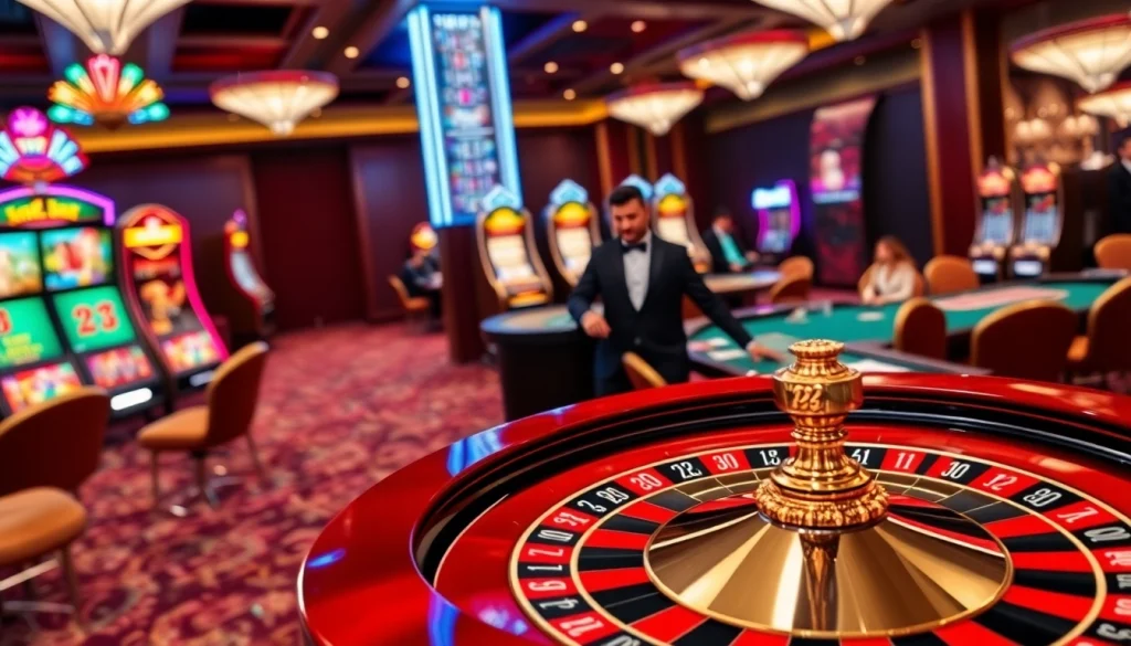 Spin the roulette wheel at rr88, showcasing a vibrant casino atmosphere filled with excitement.