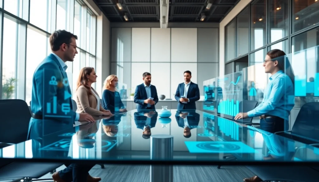 Virkni á https://transparency.is með fólki að ræða прозирности í nútíma skrifstofu.