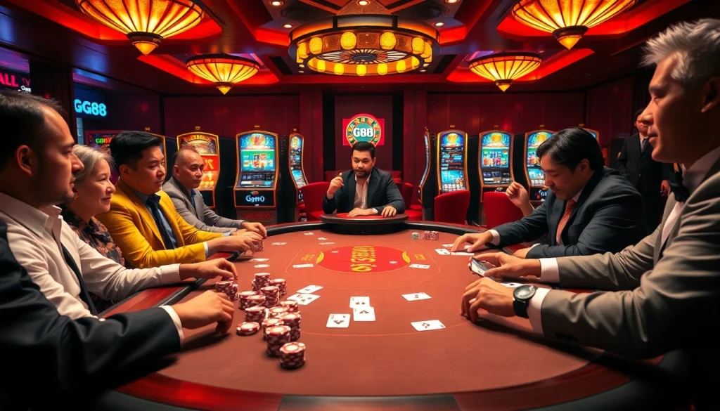 Experience excitement at GG88 casino with vibrant poker games and slot machines.