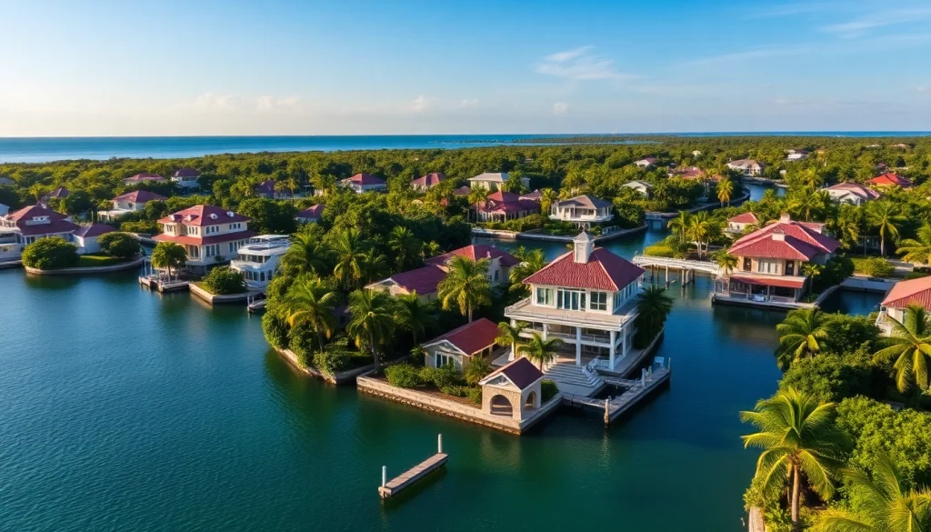 Dustin Rennie Mahogany Bay real estate scene showcasing luxurious canal-front homes in Belize.