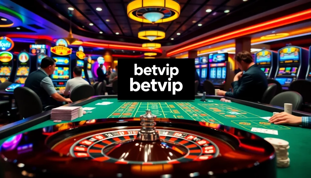 Cảnh trò chơi hấp dẫn tại casino Betvip với bánh xe roulette và người chơi đang tham gia