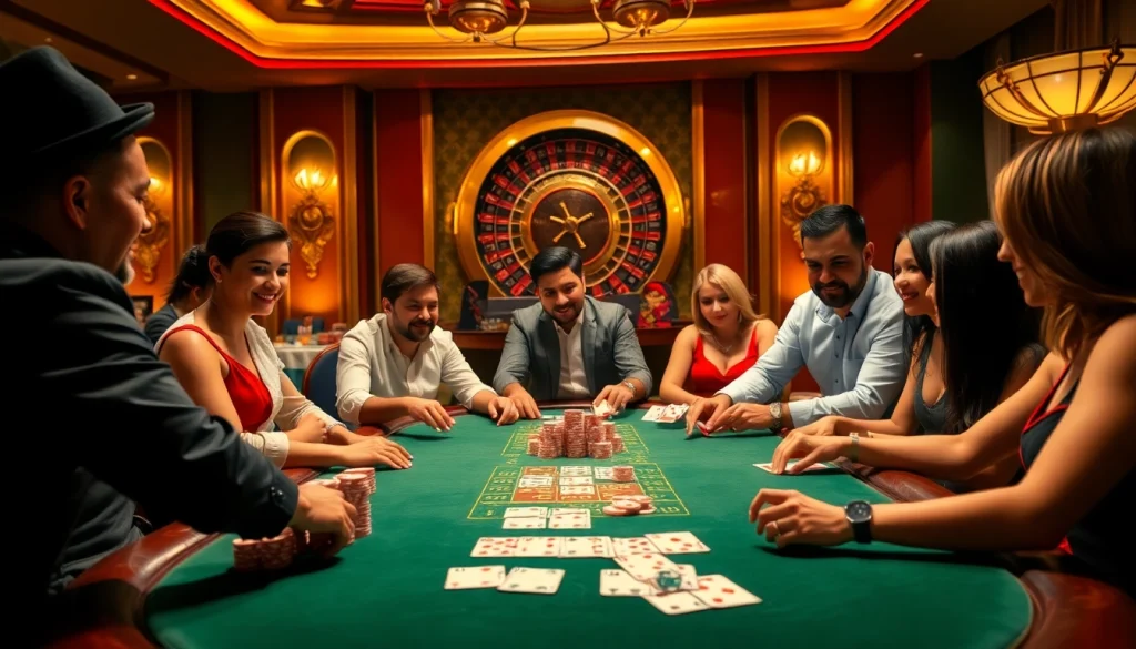 Experience the thrill of winning at 33win 2 with an elegant poker table and diverse players celebrating.