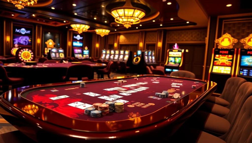 GG88 casino table filled with chips and cards, showcasing an exciting poker game atmosphere.