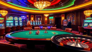 High-stakes poker action at s88vip casino with colorful chips and roulette wheel.