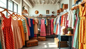 Shop unique vintage clothing on https://thrift-vintage.com featuring colorful second-hand garments.