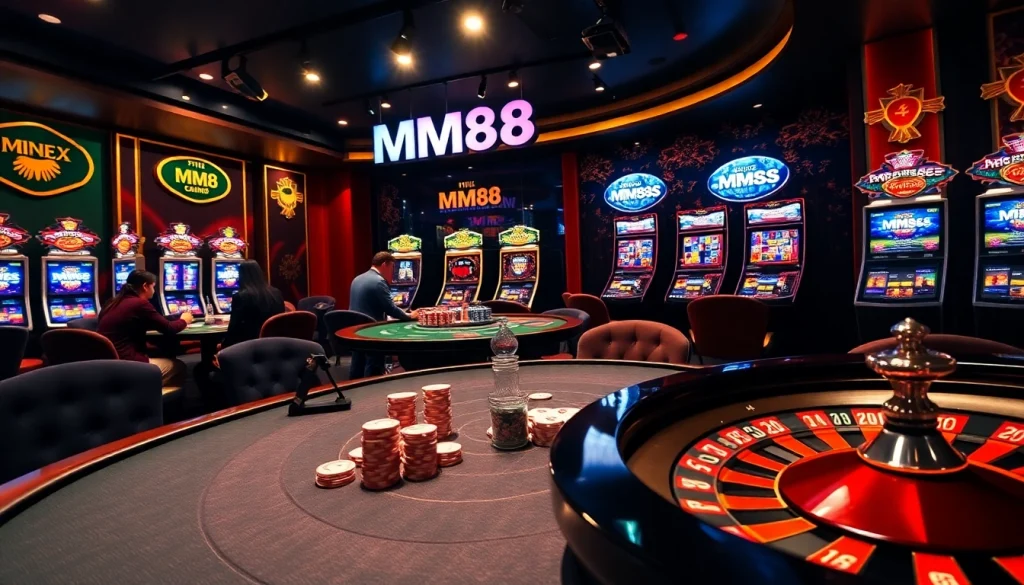 Experience thrilling gameplay at MM88's luxurious casino tables and vibrant slot machines.