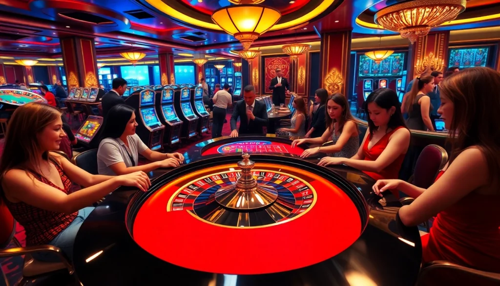 Experience the excitement of RR88's vibrant casino environment with thrilling roulette and slot games.