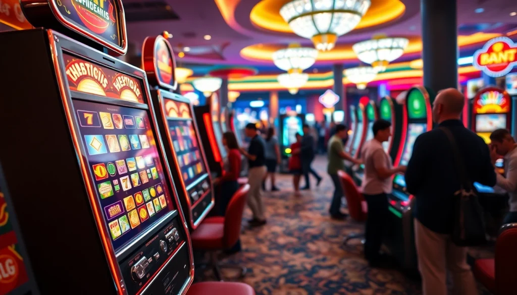 Menangkan di slot depo 5k dengan suasana kasino yang meriah dan mesin slot berwarna.