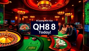Engage in the thrill of Đăng Ký QH88, featuring exciting casino visuals and vibrant gaming elements.