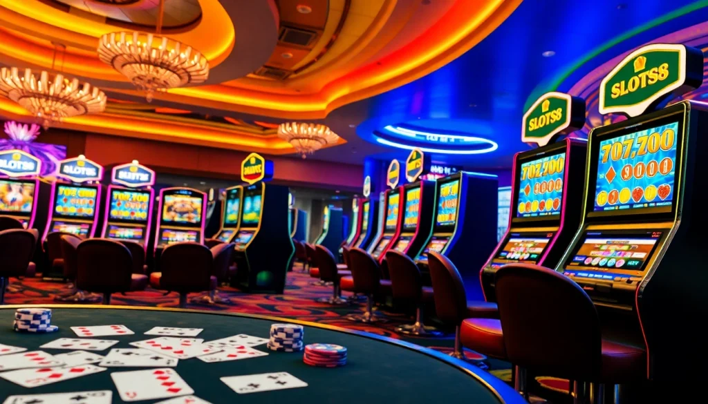 SLOTS8 slot machines in a vibrant casino setting showcasing excitement and winning moments.