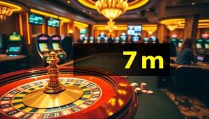 Engaging casino scene showcasing 7m betting odds and vibrant roulette wheel.