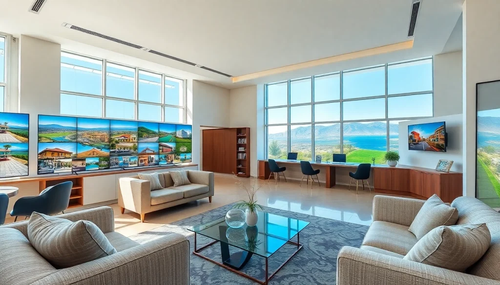 Showcasing beautiful properties Albania in a welcoming real estate office environment