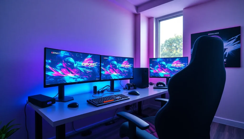 Engage with live gaming updates at https://www.gamelevate.com featuring an immersive esports setup.