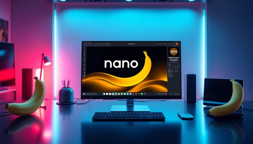 Advanced AI image editing interface of nano banana pro in a modern workspace.