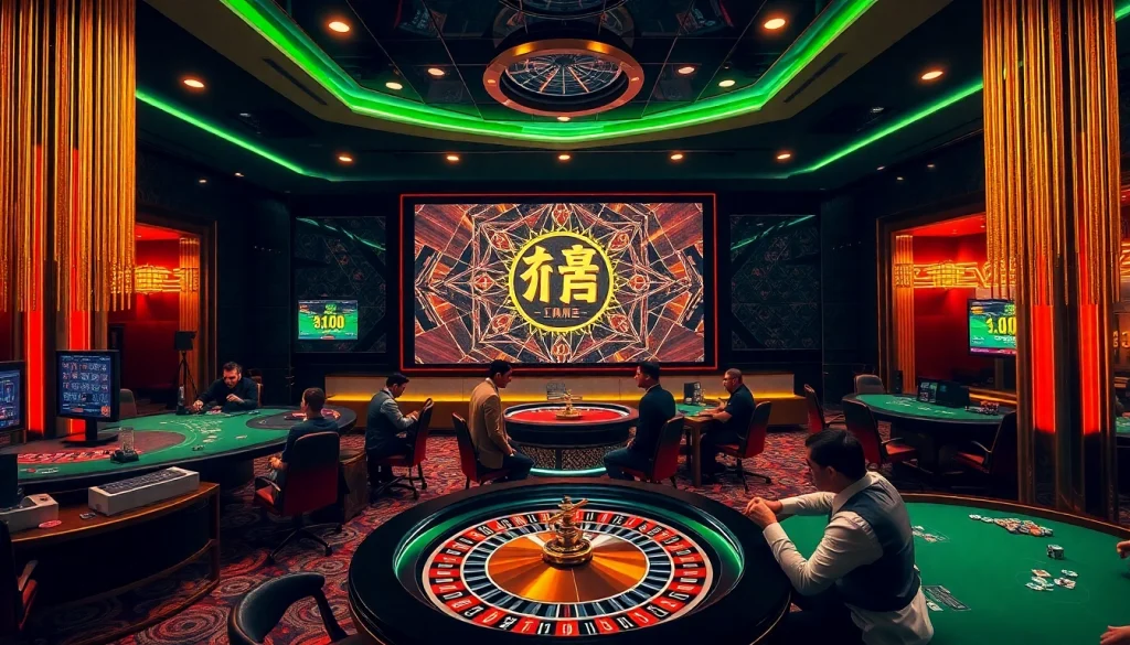 Players strategizing at a luxurious casino table in a vibrant scene focusing on 주소모음 integration.