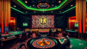 Players strategizing at a luxurious casino table in a vibrant scene focusing on 주소모음 integration.