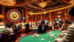 Experience the thrilling ambiance of xx88 com with lively casino games and vibrant crowds.