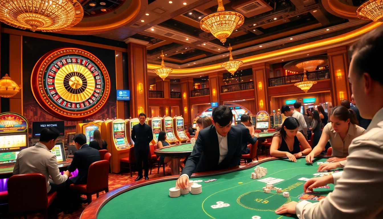 Experience the thrilling ambiance of xx88 com with lively casino games and vibrant crowds.