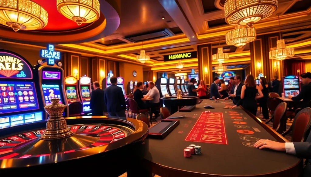 Experience thrilling online gambling with jeetbuzz featuring roulette and poker in a luxurious casino setting.