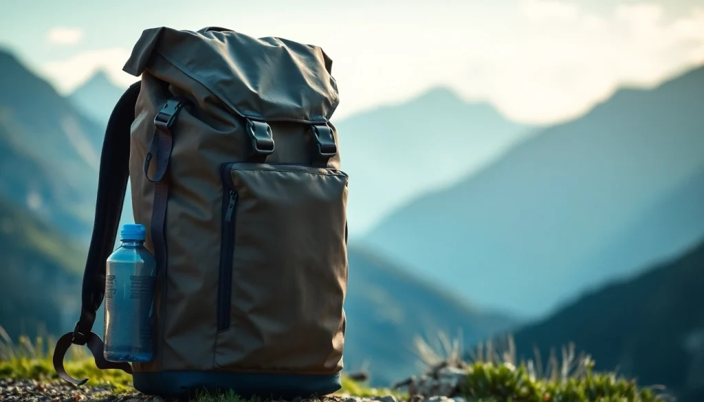 Entdecken Sie den Rolltop Rucksack wasserdicht mit stilvollem Design in der Natur.