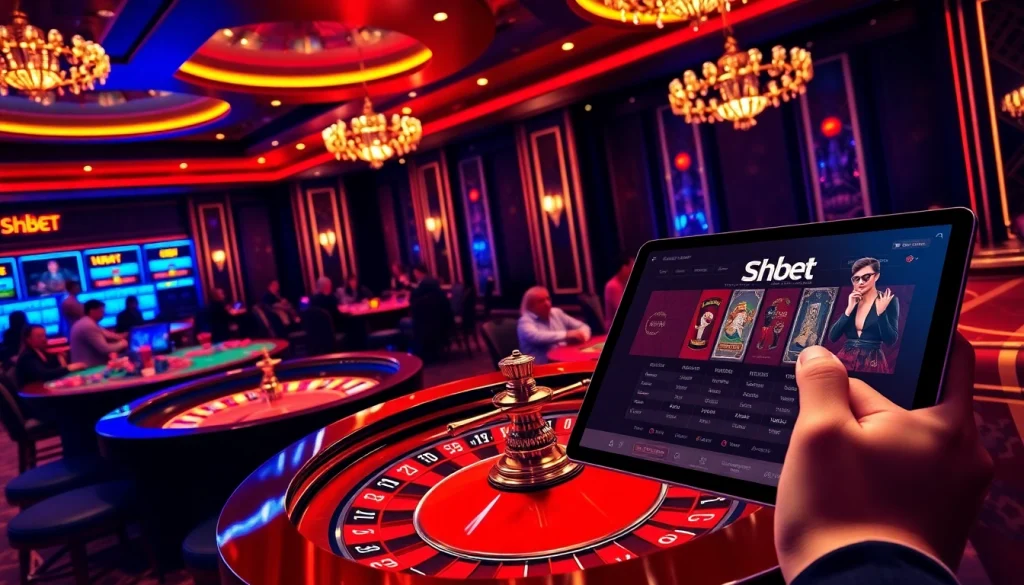 Experience shbet's vibrant casino gaming with roulette and poker tables, radiating excitement.