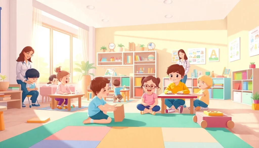 Engaging children enjoy learning activities at https://juniorsjunction.com in a vibrant classroom.